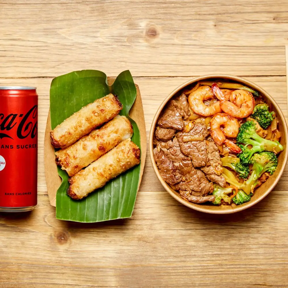 Formule Bangcook Plus : votre plat thaï préféré, accompagné d'un snack thaï croustillant et d'une boisson