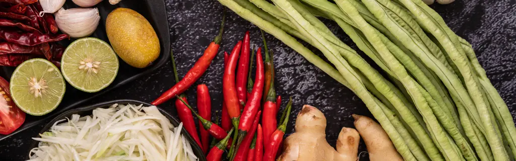 Sélection légumes thailandaises pour salade