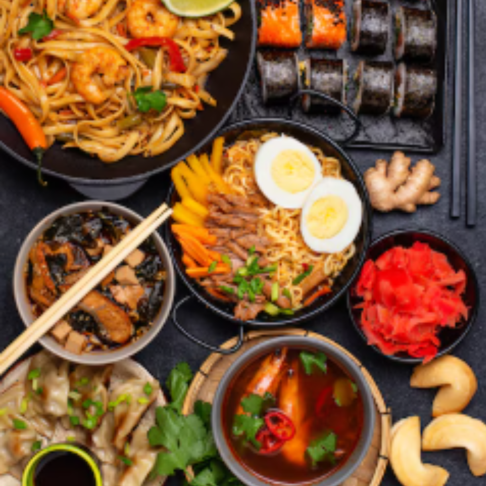 cuisines asiatiques : thailandaise, chinoise, vietnamienne, cambodgienne, japonaise