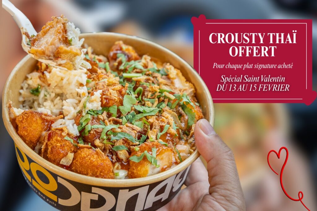 Couple dégustant un plat signature Bangcook pour Saint-Valentin