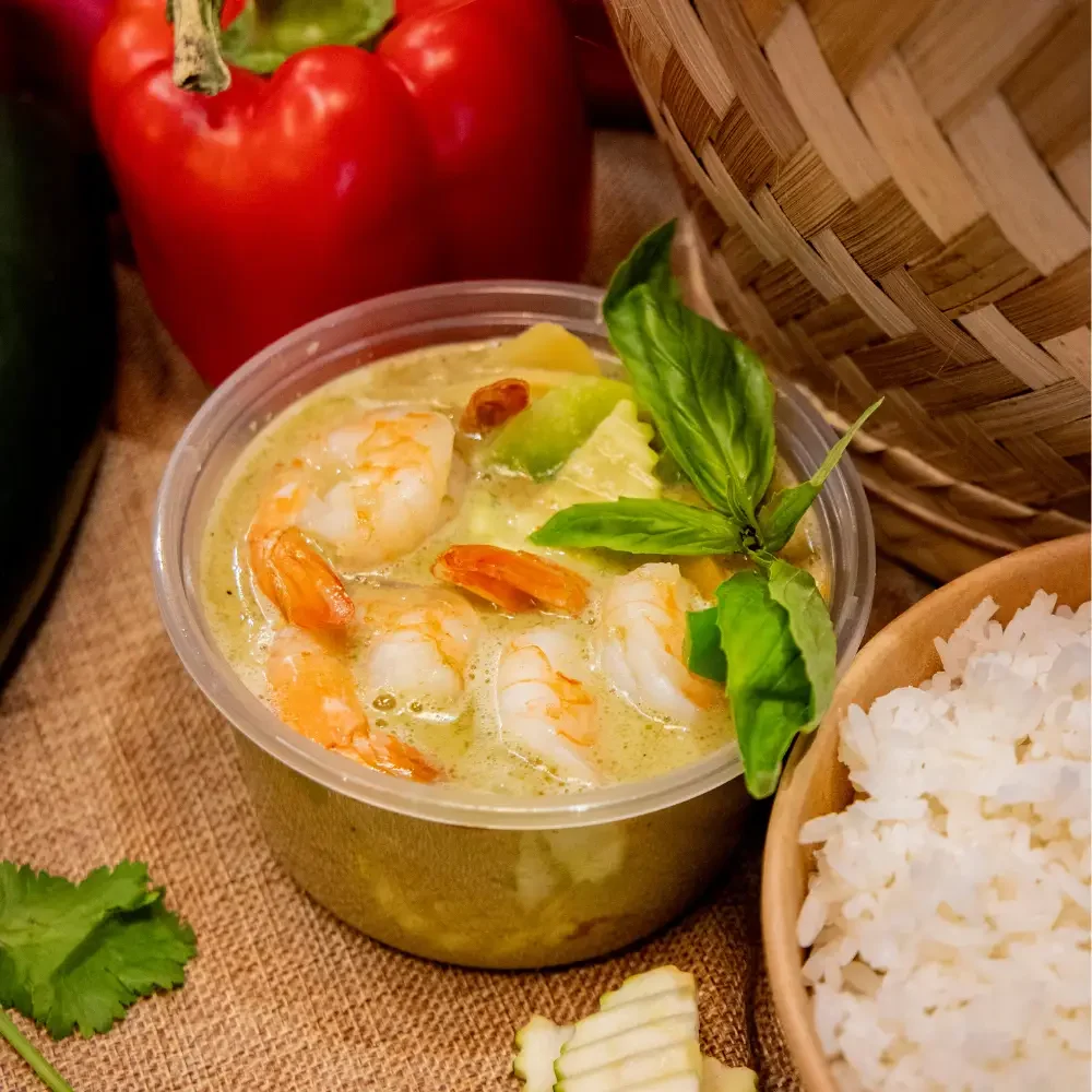 curry vert thai crevettes street food bangcook resto